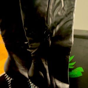 Black and silver heel boots